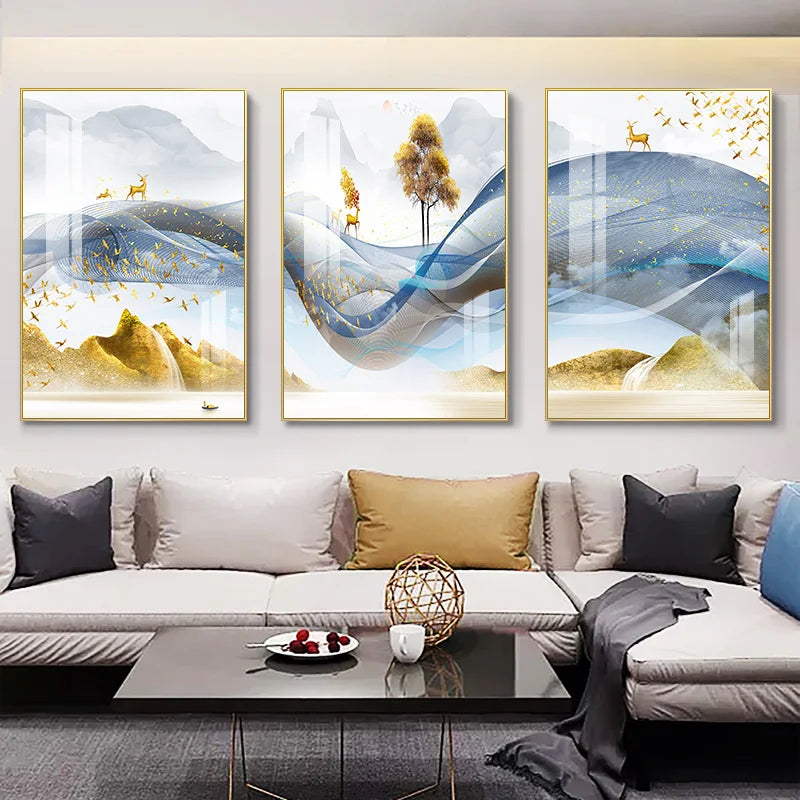 Flowing Ribbon Abstract – 3 Piece Wall Art Set