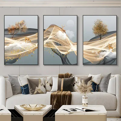 Flowing Ribbon Abstract – 3 Piece Wall Art Set