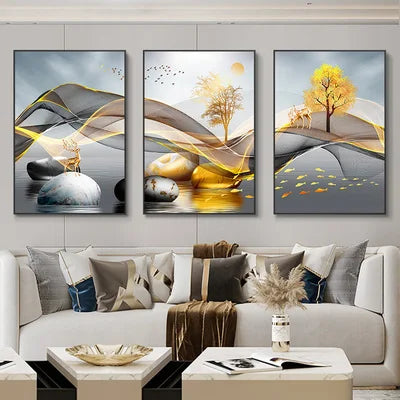 Flowing Ribbon Abstract – 3 Piece Wall Art Set