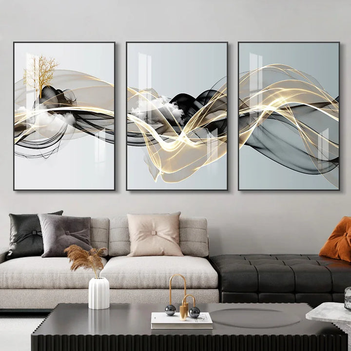 Flowing Ribbon Abstract – 3 Piece Wall Art Set