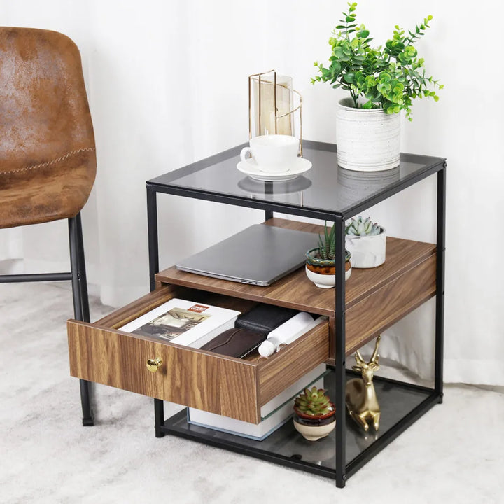 Oslo Glass-Top Side Table