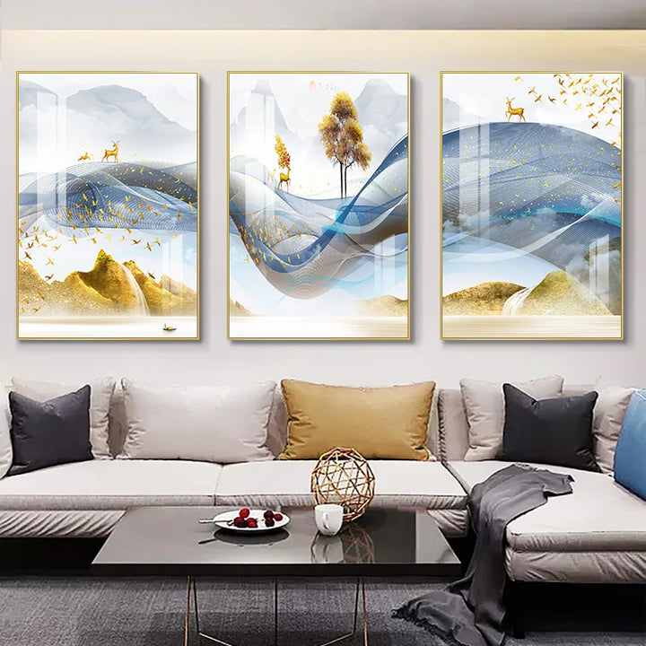Flowing Ribbon Abstract – 3 Piece Wall Art Set