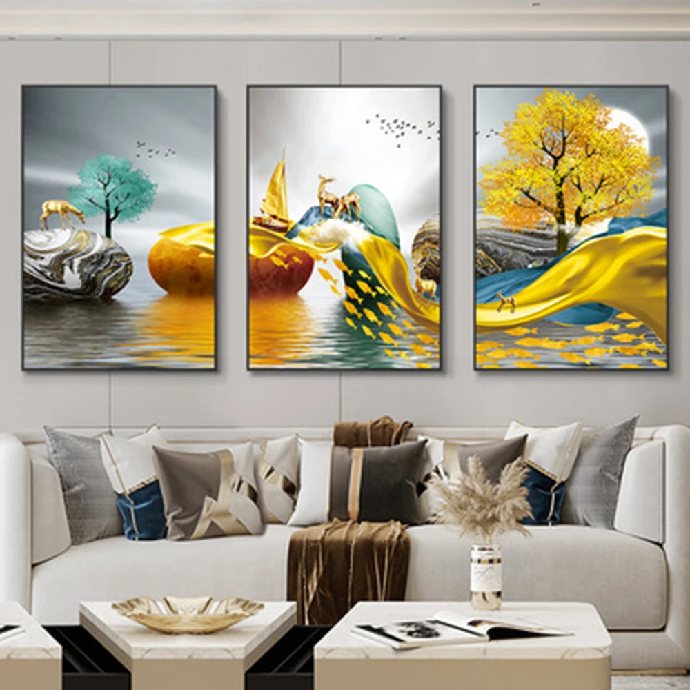Flowing Ribbon Abstract – 3 Piece Wall Art Set