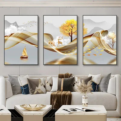Flowing Ribbon Abstract – 3 Piece Wall Art Set