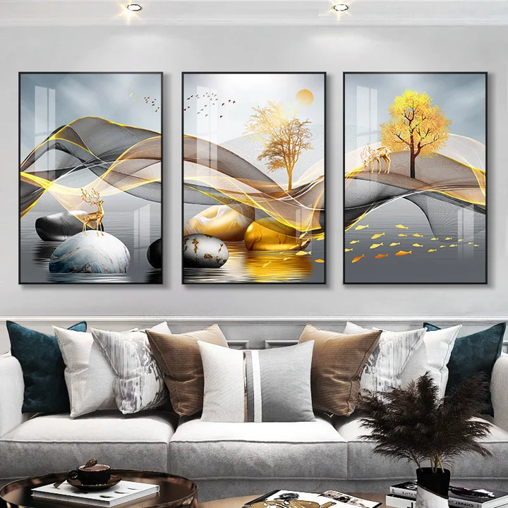 Flowing Ribbon Abstract – 3 Piece Wall Art Set