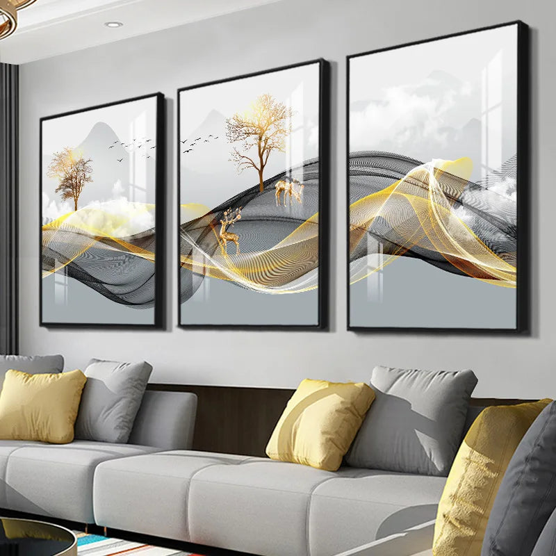 Flowing Ribbon Abstract – 3 Piece Wall Art Set
