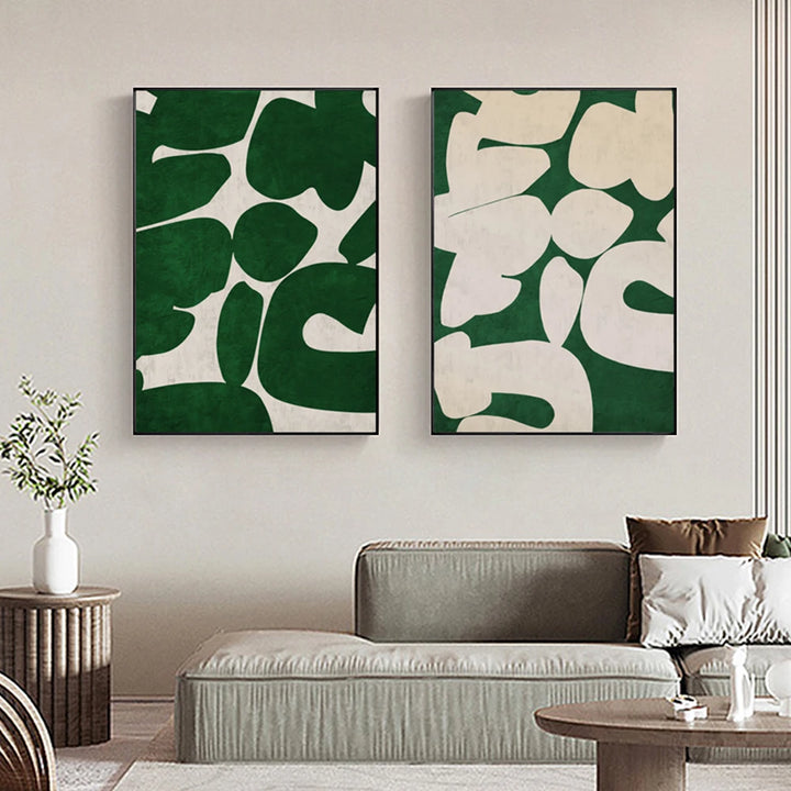 Verdant Forms Abstract Green & Cream