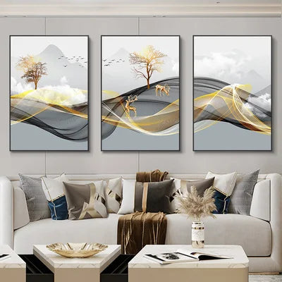 Flowing Ribbon Abstract – 3 Piece Wall Art Set