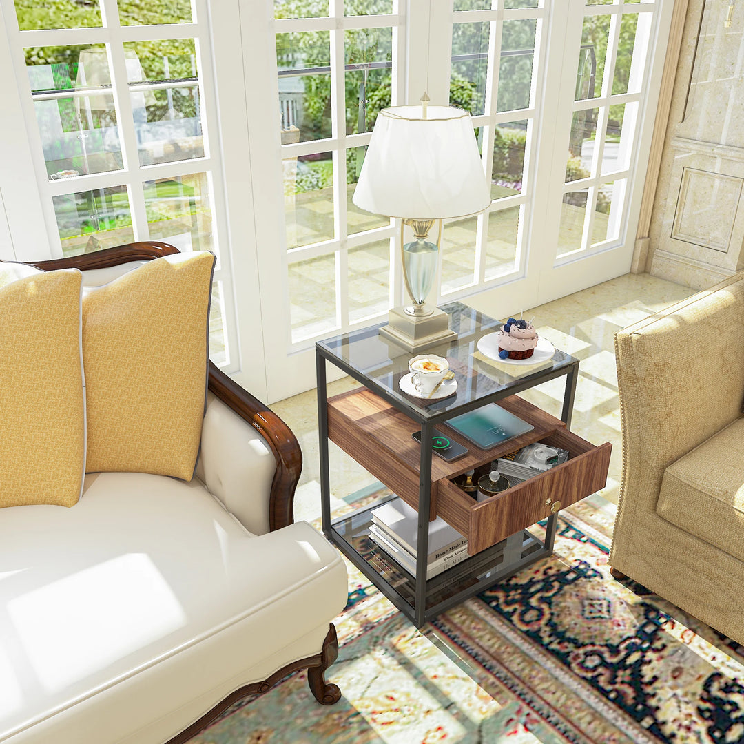 Oslo Glass-Top Side Table