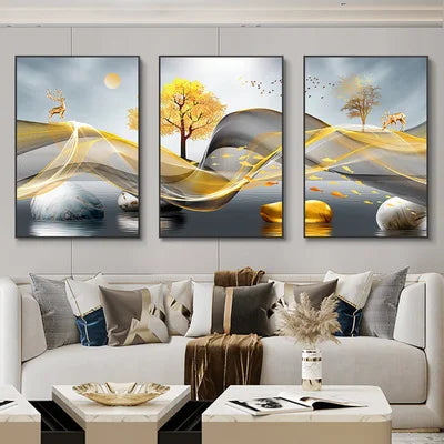 Flowing Ribbon Abstract – 3 Piece Wall Art Set